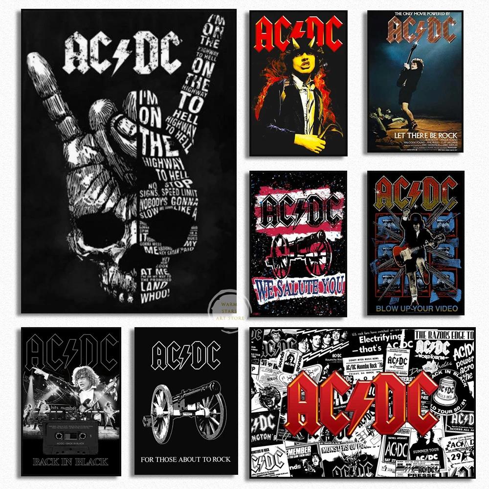 Vintage Fashion Illustrations - ملصق فرقة مغني روك ACDC ،