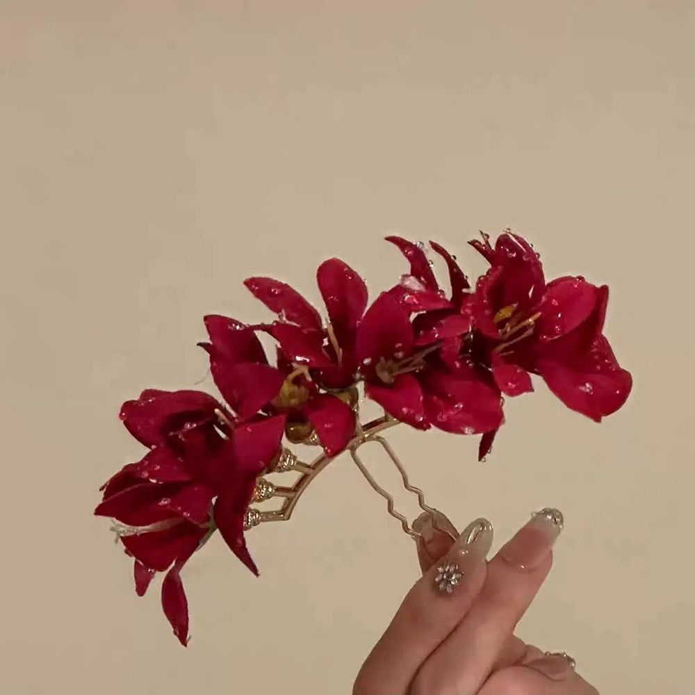دبوس شعر على شكل وردة حمراء، ز - مراجعة Vintage Fashion Ornaments وسعره