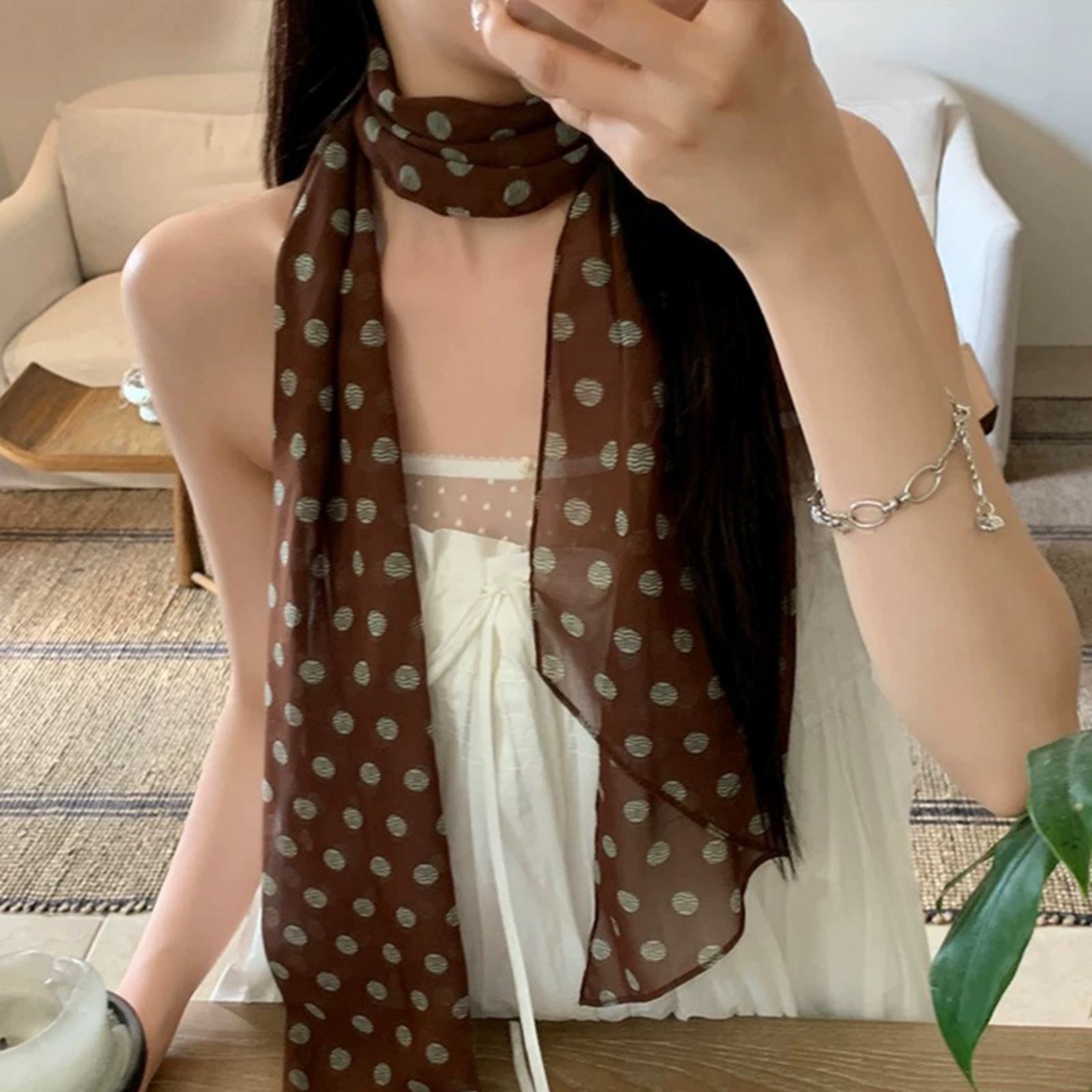 وشاح شيفون منقط عتيق الطراز لل - مراجعة Vintage Fashion Wear وسعره