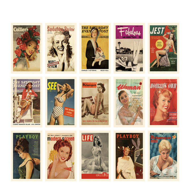 15 ورقة بطاقات بريدية عتيقة غط - مراجعة Vintage Fashion Magazine Covers وسعره